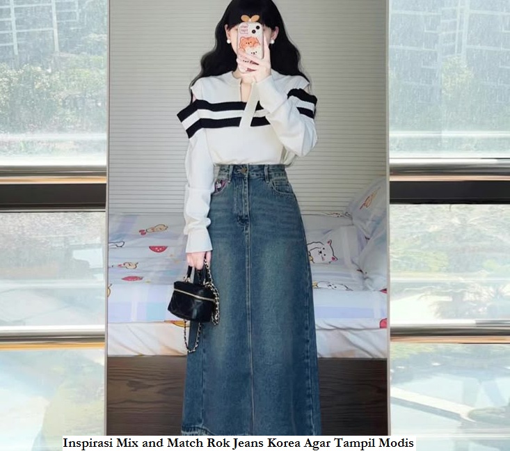 Inspirasi Mix and Match Rok Jeans Korea Agar Tampil Modis